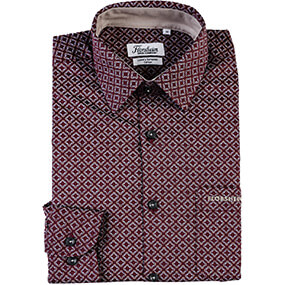 FLORSHEIM SHIRT PRINTED COTTON in Burgundy for R899.00