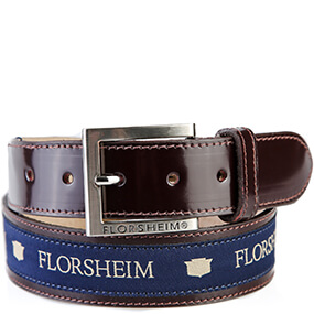 FLORSHEIM BELT EMBROIDERED  in Burgundy for R499.00